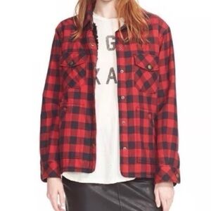 THE GREAT.  Current/ Elliot. Red & Black Checker Sherpa lined Utility Jacket
